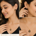 Sturdy Chain with Black Locket & Matching Butterfly Earrings (2 stunning colors)